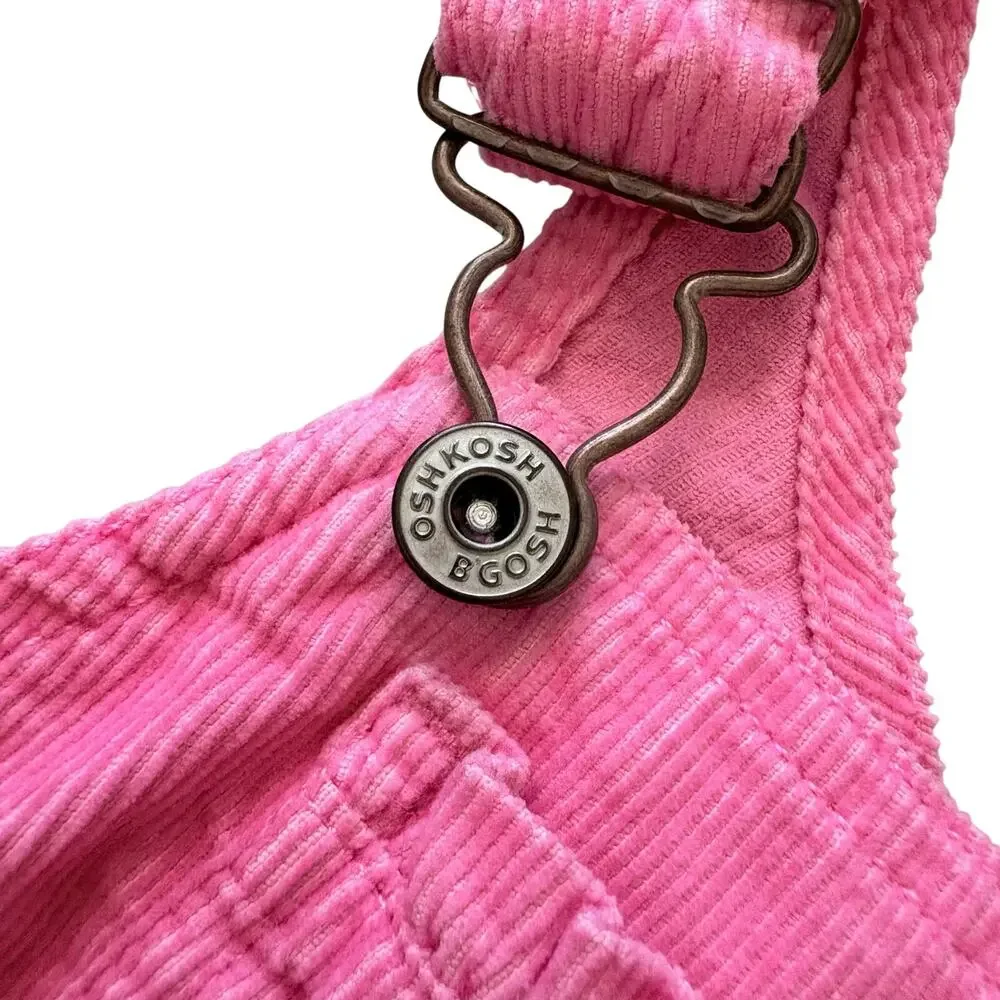 Y2K OshKosh B’gosh Pink Corduroy Baby Overalls Floral Embroidered 3M Barbiecore